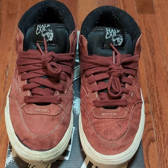Vans Skateboarding Half Cab Pig Suede Size 10.5 Brick Red Burgandy White Sole - Picture 4 of 16